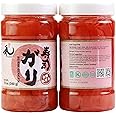 YUHO Pickled Sushi Ginger, Japanese Pink Gari Sushi Ginger Fat Free, Sugar Free, Kosher, BRC, No MSG, Low cal– 2 Jars of 12 o