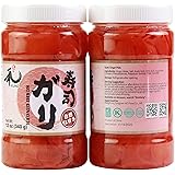 YUHO Pickled Sushi Ginger, Japanese Pink Gari Sushi Ginger Fat Free, Sugar Free, Kosher, BRC, No MSG, Low cal– 2 Jars of 12 o
