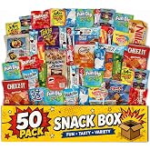 Snack Variety Pack 50 Count Individually Wrapped Halloween Snack Box | Care Package Gift Box, Cookies, Chips, Crackers, Candy, Bars, Bulk Treats, Adults, Kids, College, Office, School, Halloween