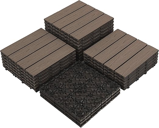 Pandahome 22 Pcs Deck Interlocking Flooring Tiles 12 X12 Wood