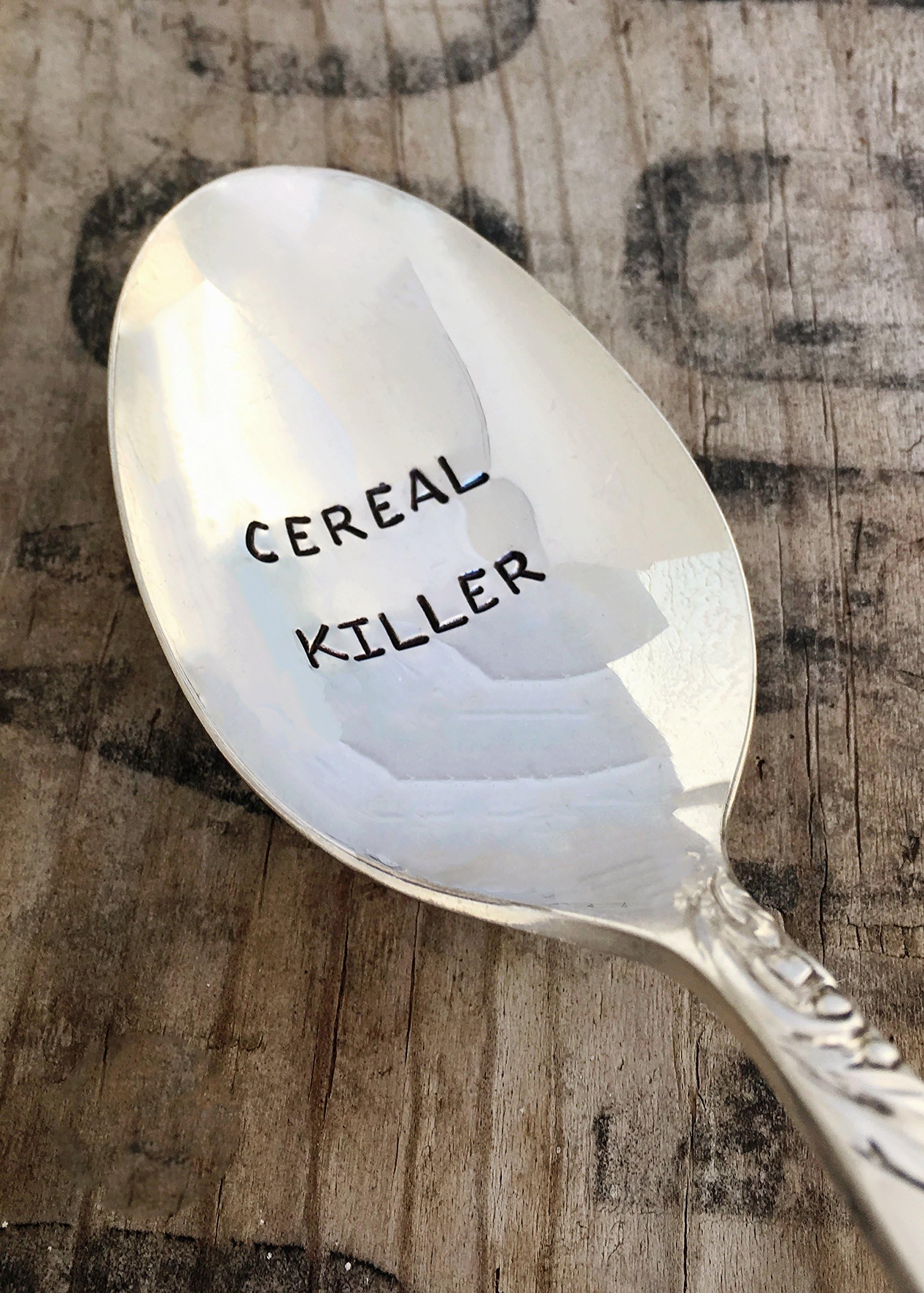 Hand Stamped Spoons - Vintage Silver-plated Spoon - CEREAL KILLER