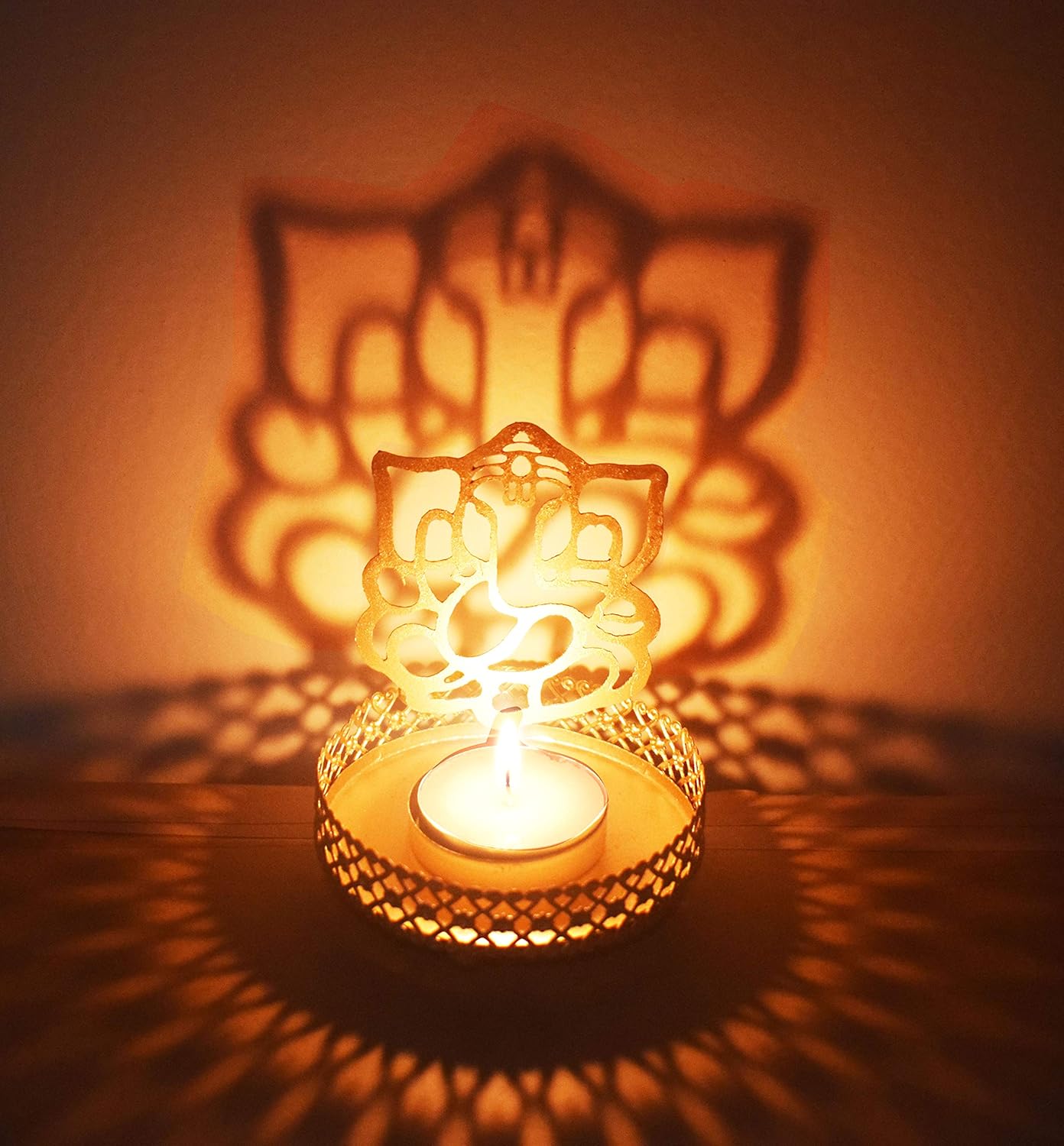 Lord Ganesha (Ridhi Shidhi) Diwali Shadow Diya. Deepawali Traditional Decorative Diya in Lord Ganesha Shape for Home/Office.Religious Tea Light Candle Holder .Diwali Decoration .. Indian Gift Items..