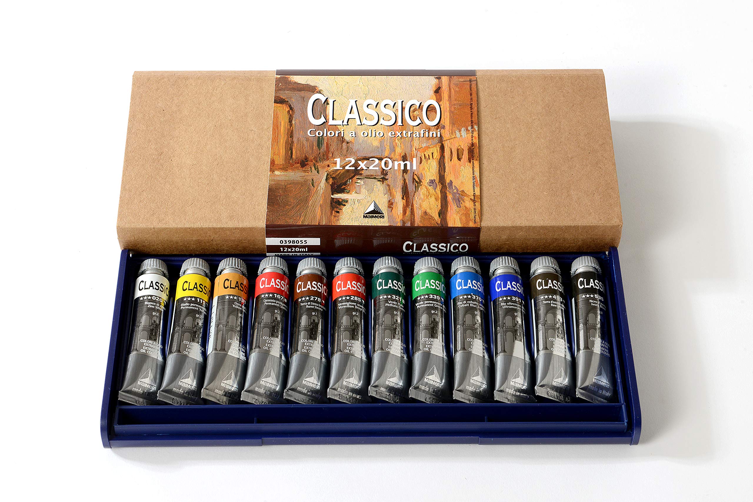 MAIMERI Classico Fine Art Oil Paint Set, 12 x 20ml Assorted Colours, For Professional Artists