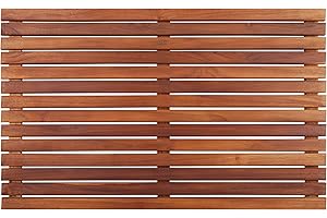 NORDIC STYLE TEAK Nordic Style Luxury Wood Teak Shower and Bath Mat | Indoor + Outdoor | Non-Slip Platform for Bath, Spa, Sauna, Pool, Hot Tub | Floor Decor + Protector | Select Grade A | 31.4" x 19.6" (Oiled Finish)