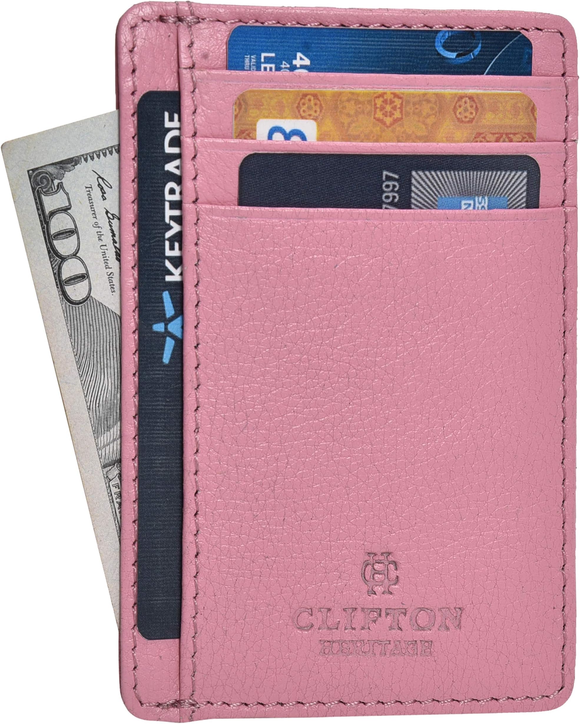 Leather Minimalist Wallets For Men RFID Blocking Slim Front Pocket Card Wallet