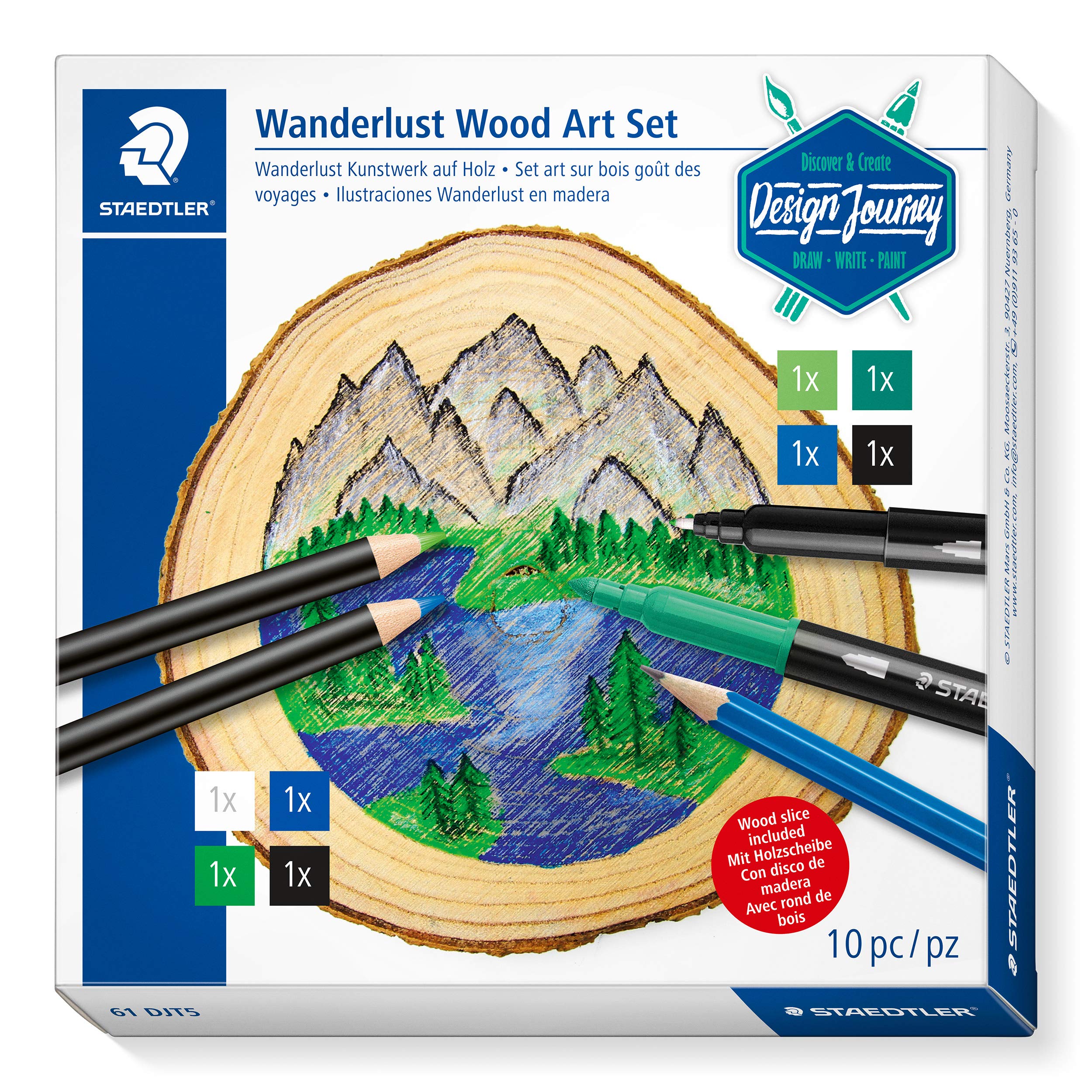 STAEDTLER 61 DJT5 Design Journey wanderlust wood art set