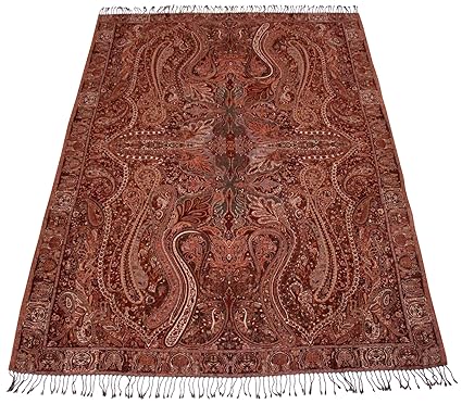 Lorenzo Cana Luxus Wolldecke aufwändig Jacquard gewebtes Paisley Muster flauschig weich Decke 100% Wolle Wohndecke Sofadecke 