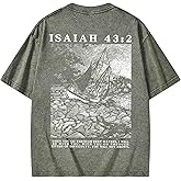 Graphic Tees Summer Novelty Women Men Cotton Oversized Fear Not Bible Christian Washed T-Shirt