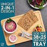 LARHN Premium Organic 2-in-1 Large Wooden Chopping Board & Serving Tray view 3