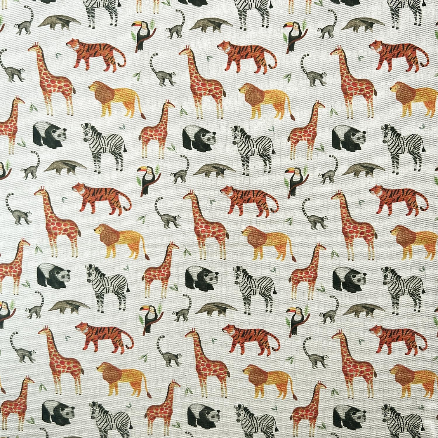 TRIXES Cotton Fabric - Natural Safari Design - Embroidery Fabric - for Textile Crafts - Dressmaking - Patchwork - One Sheet 1 x 1.4M