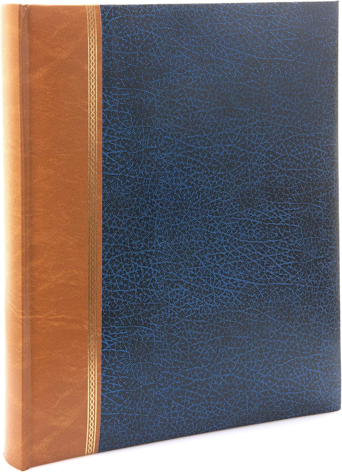 Kenro Grace Classic Photo Album for 100 Photos A4 / 21x29.7cm Navy Blue Faux Leather Slip-In Pages and Memo Space - KD148