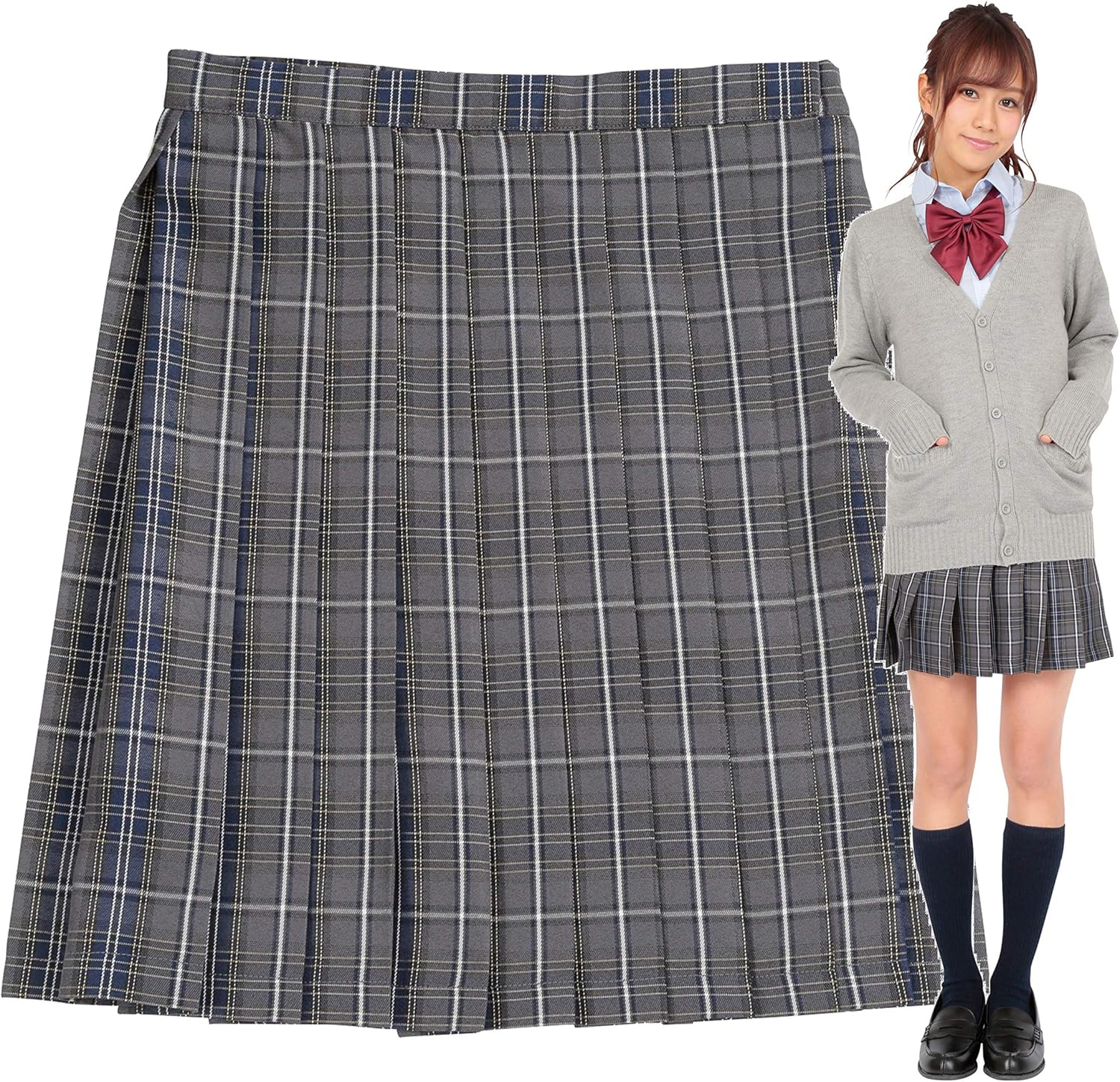 Amazon Teensever 制服 スカート チェック レディース L グレー 紺 おもちゃ おもちゃ