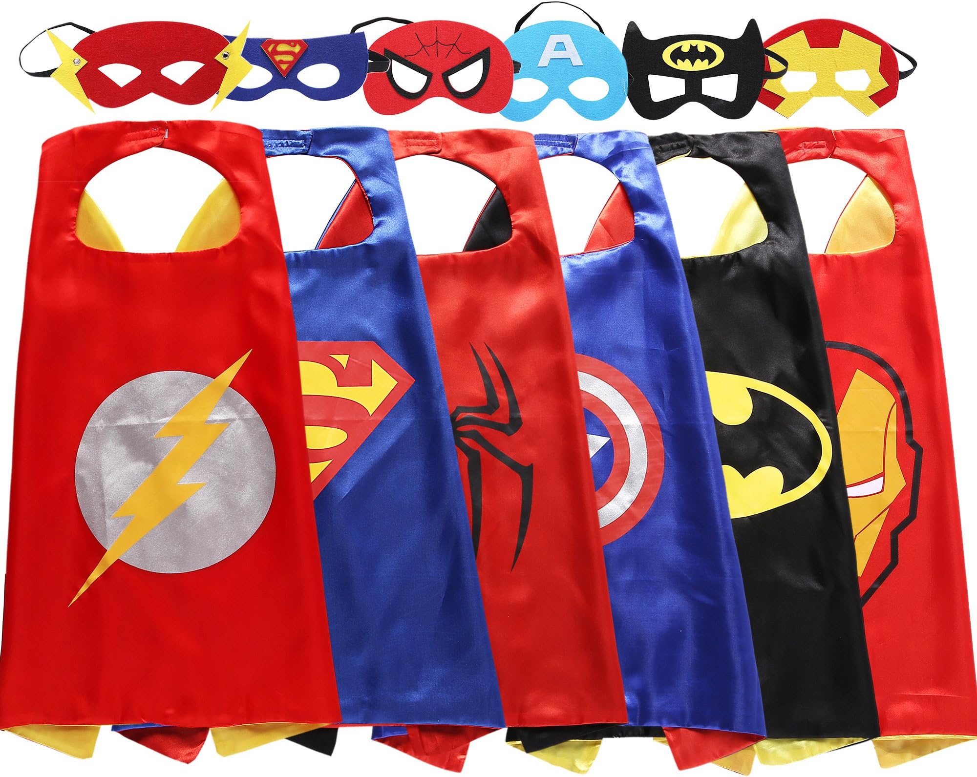 Zaleny Superhero Costumes Dress up Satin Capes with Felt Masks Set of 6