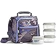 Fit & Fresh JAXX Meal Prep Lunch Box With Container For Men and Women, 5pc. Meal Prep Kit Lunch Bag With Containers Included, Camo Plum
