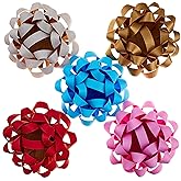 Hallmark Kraft Paper Gift Bows (5 Bows: Gold, White, Blue, Red, Pink) for Birthdays, Graduations, Baby Showers, Presents and More