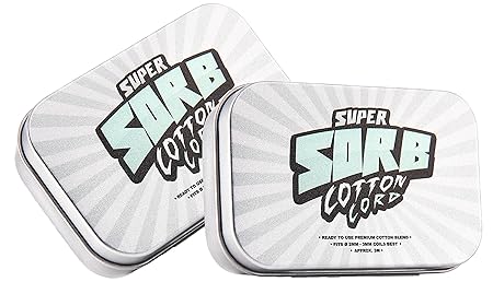 2 x Super Sorb Cotton Cord Wickelwatte ?ca. 3 Meter langer Watte Strang Doppelpack