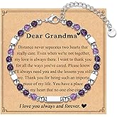 IKIATY Purple Amethyst Gemstone Bracelet, Mothers Day & Birthday Gift for Grandma, Modern Beaded Strand with Lobster Claw Clasp