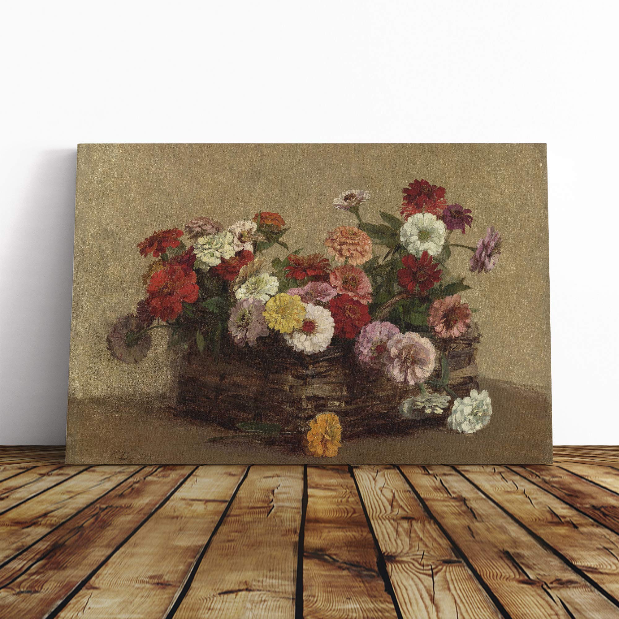 Henri Fantin-Latour Summer Flowers (1) Canvas Print | Gallery Wrapped 30mm Frame Wall Art | 20x14 inches | Ready to Hang | Modern Floral Picture | Living Room Bedroom Lounge Office