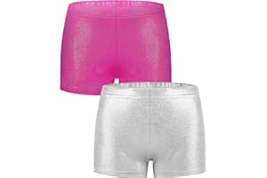 MOMOTIGER Girls Dance Short Gymnastics Shorts for Girls Metalli Sparkle Glitter Tumbling Bottoms