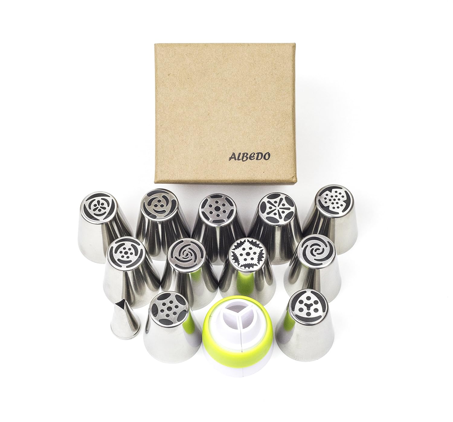 Russian Piping Tips Set Reusable Cake Decorating Icing Supplies 10 Disposable Large Frosting