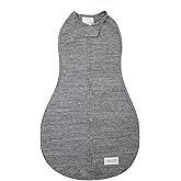 Woombie Original Baby Swaddling Blanket - Self-Soothing, Cotton Baby Swaddle with Zipper - Wearable Newborn Blanket, Twilight Heathered Gray, 5-13 lbs