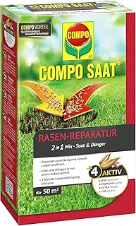 Compo SAAT Rasen-Reparatur-Mix, Mischung aus Rasensamen und Rasendünger mit 3 Monate Langzeitwirkung, 1,2 kg, 50 m²