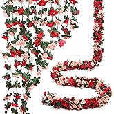 Miracliy 5 Pack 47 FT Fake Rose Vine Flowers Plants Artificial Flower Hanging Rose Ivy Home Hotel Office Wedding Party Garden Craft Art Déco