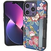 Smartish® iPhone 14 Pro Wallet Case - Wallet Slayer Vol. 2 [Slim + Protective] Credit Card Holder w/Kickstand - Drop Tested Hidden Card Slot Compatible w/Apple iPhone 14 Pro - Flirty Flowers