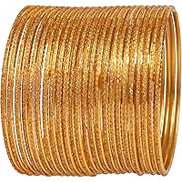 Touchstone Set Di 24 Bracciali Indiani Oro Rosa, Large 7 Cm, Gioielli Etnici Per Matrimonio - 5