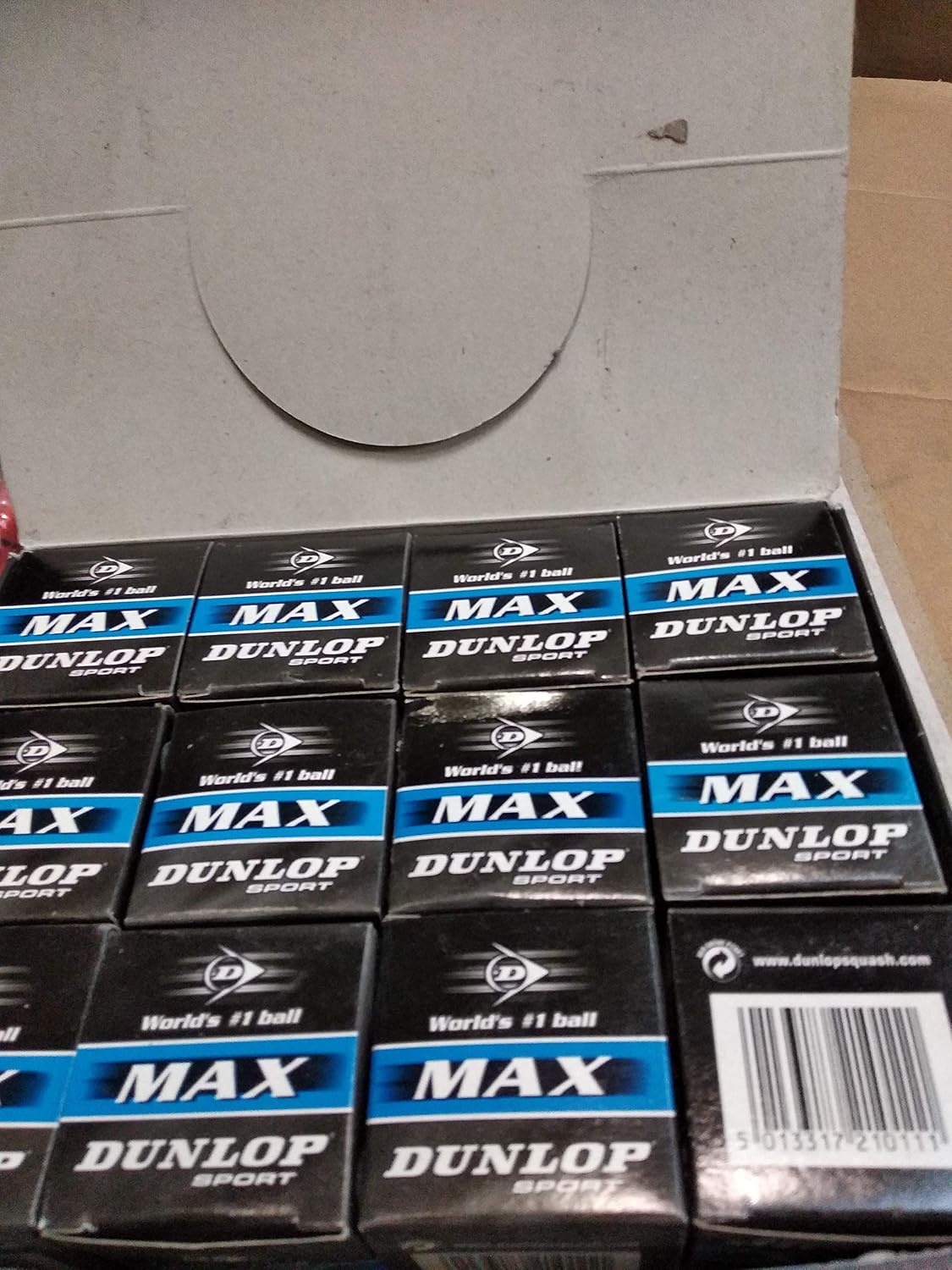 DUNLOP Max Squash Balls - Single Ball Boxes, 1 Dozen Balls