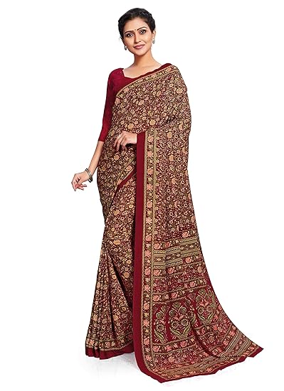 Women's Crepe Silk Saree With Blouse Piece