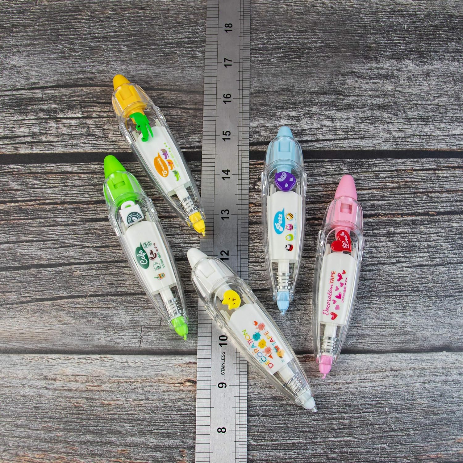 AUEAR, 5 Pack Correction Tape Cute Cartoon Push Tape Sticker Machines Kawaii Decorative Correction Tape for Scrapbooking Diary Planner Journal DIY Crafts (Cat/Cafe/Penguin/Heart/Crocodile) : Office Products
