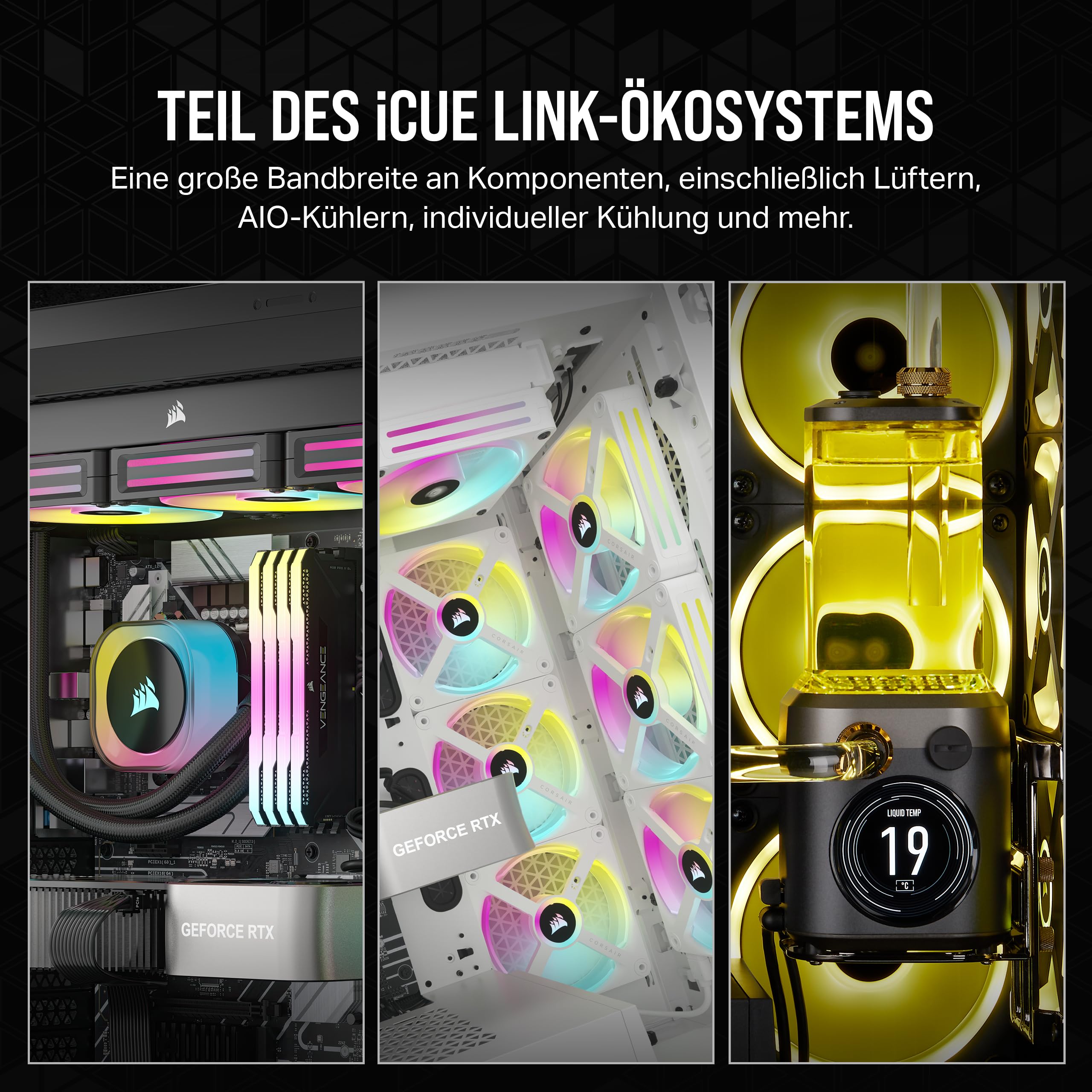 Corsair iCUE LINK H100i RGB Flüssig-CPU-Kühler - 240mm AIO - QX120 RGB-Lüfter - Passend Für Intel® LGA 1700, AMD® AM5 - iCUE LINK System Hub Enthalten - Weiß 9