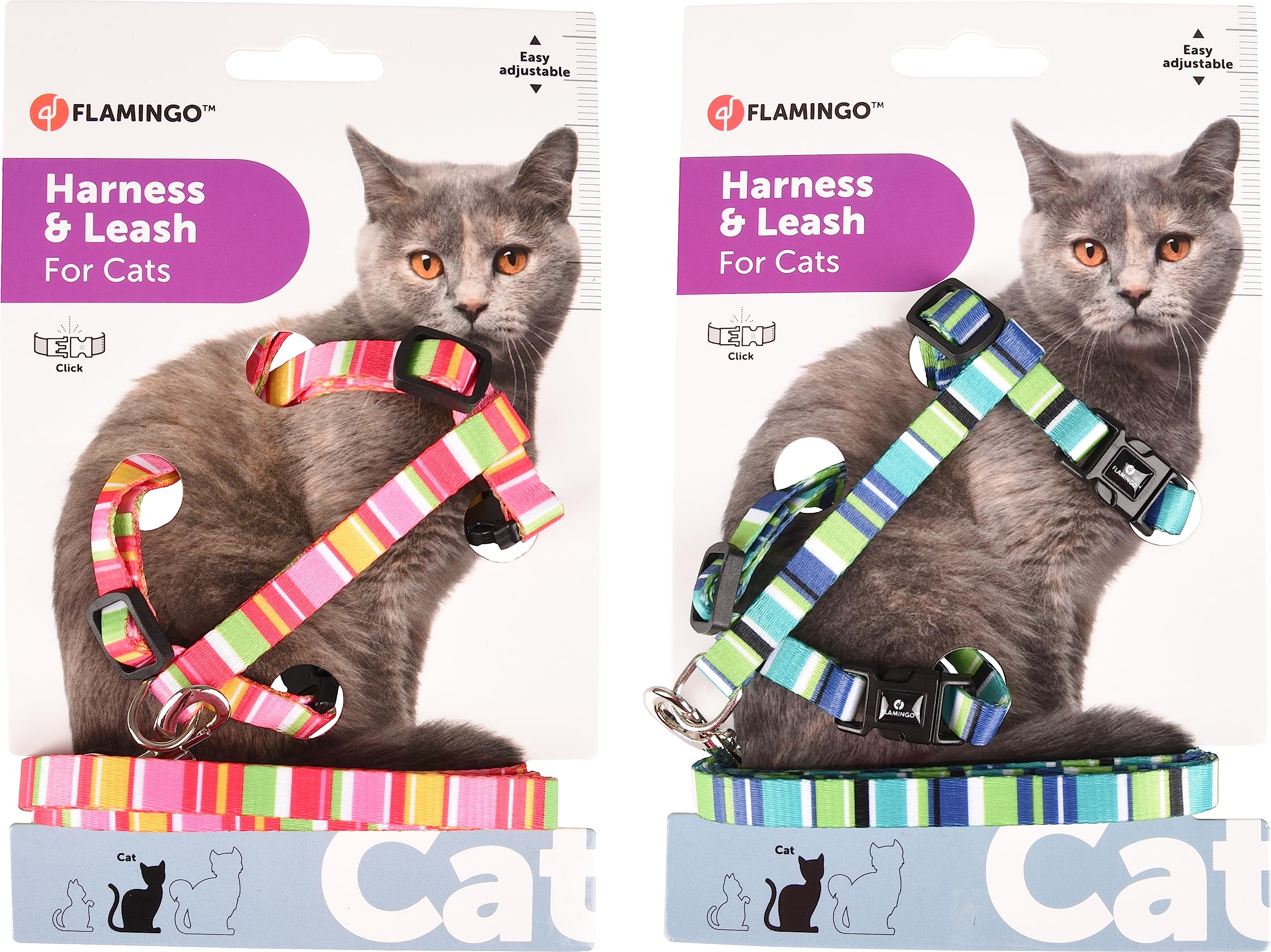 Flamingo Cat Harness with leash Amira Multiple colours 20-35cm 25-45cm 100cm 10mm