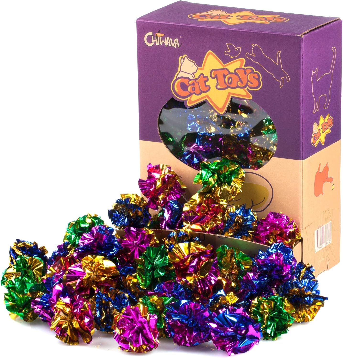 Chiwava 45PCS 1.6'' Mylar Balls Cat Toy Shiny Crinkle Ball Kitten Crackle Lightweight Play Assorted Color : Kitchen & Dining