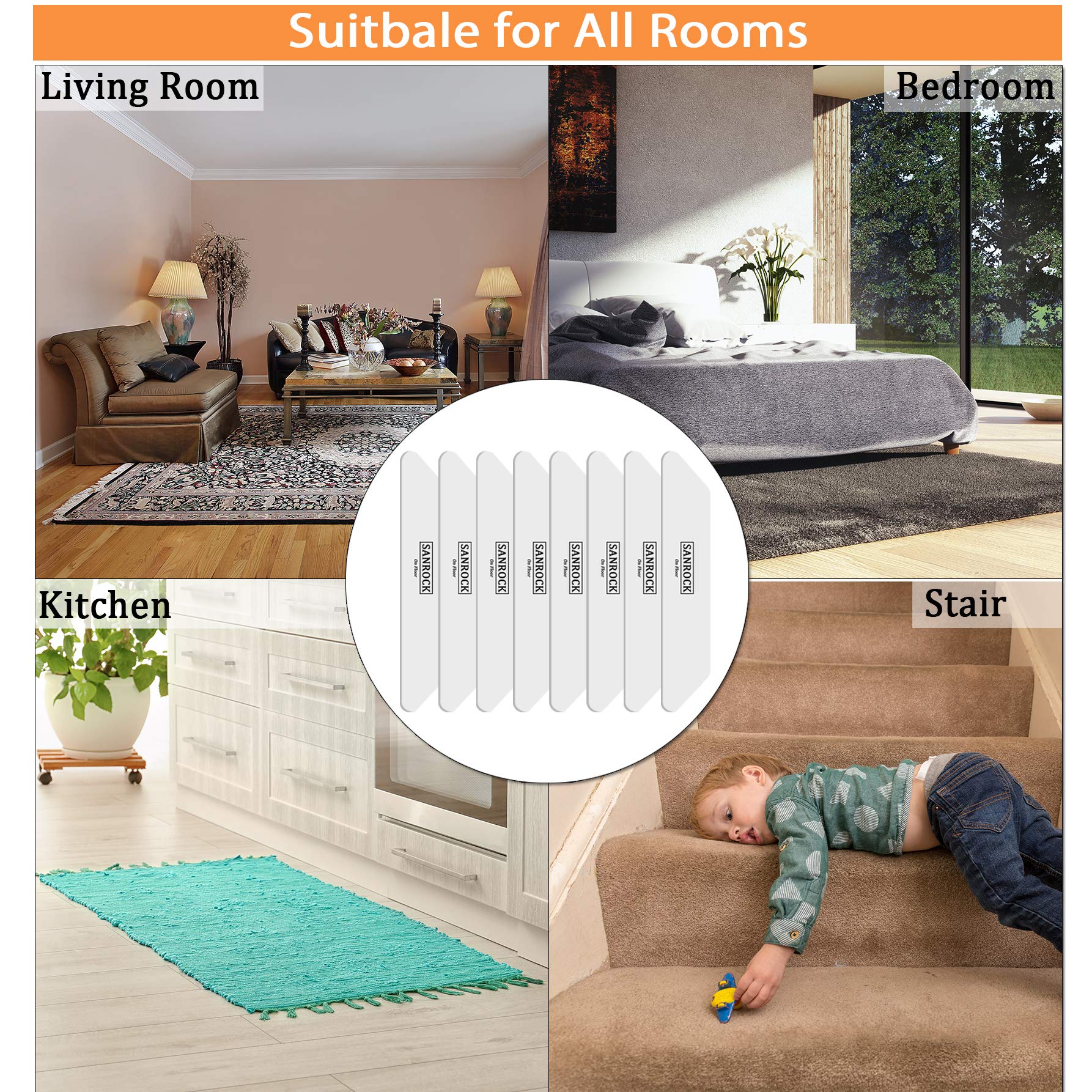 SANROCK Anti Curling Rug Grippers 1/8\