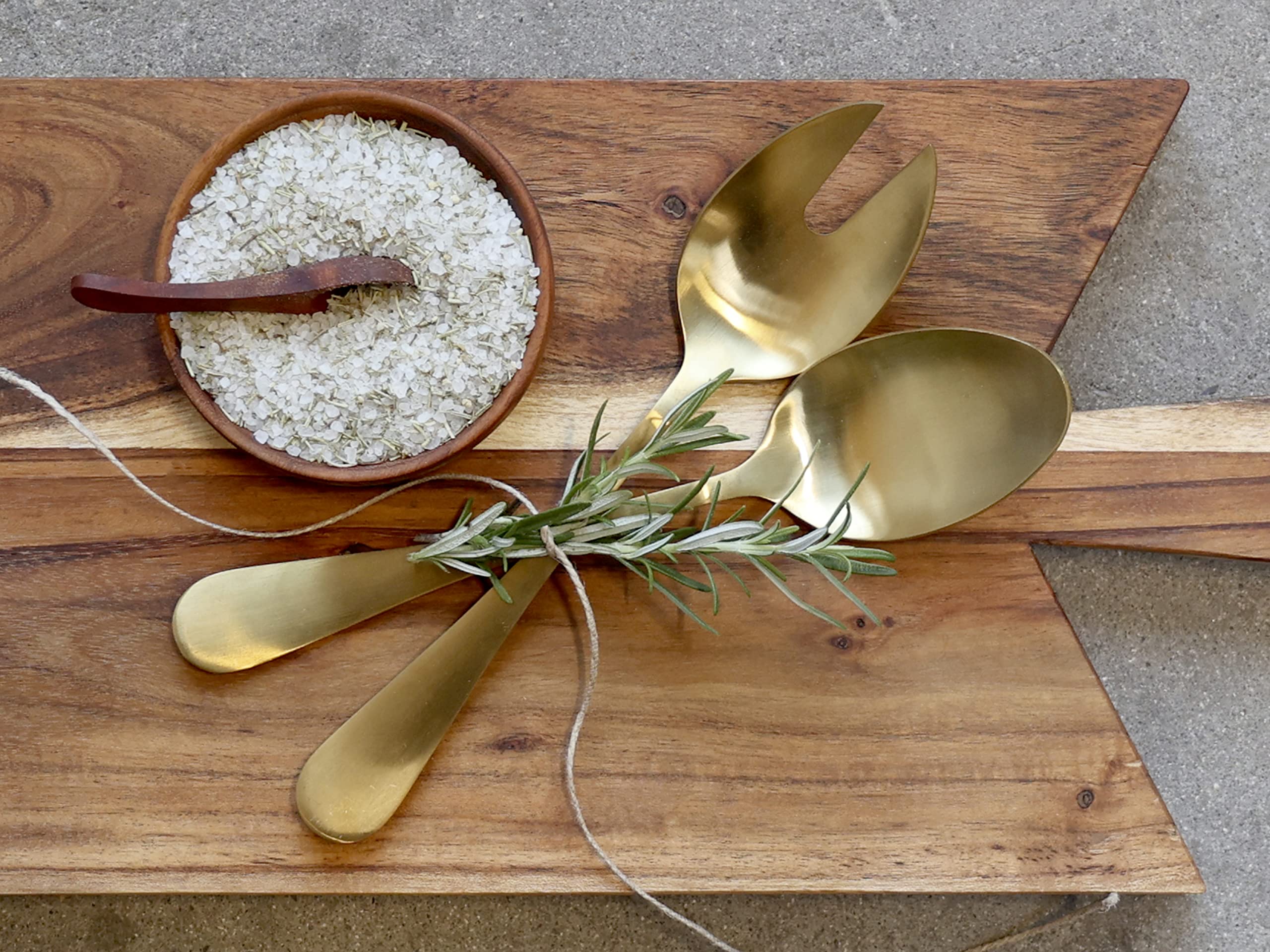 Chic Antique Nordique Salad Servers Set of 2 Gold Stainless Steel Length 24 cm