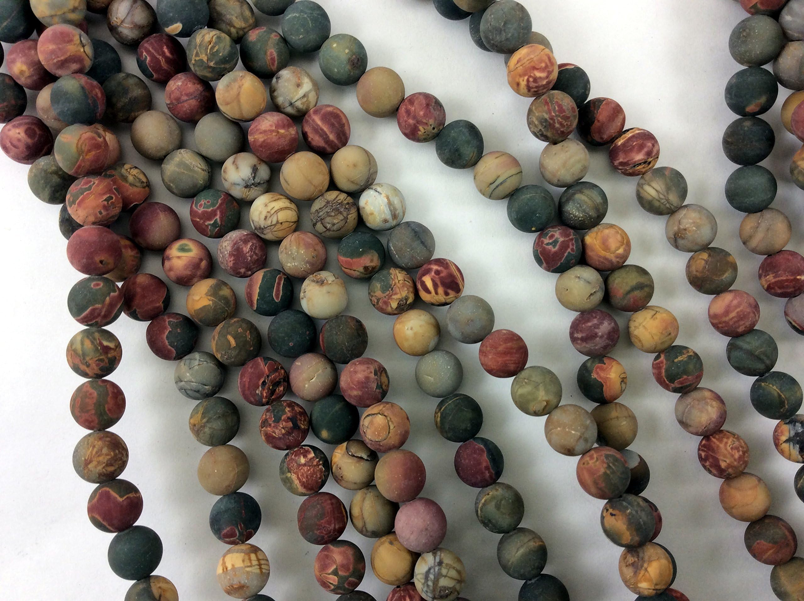 Natural Red Creek(Picasso) Jasper 8mm Matte Finished Round Beads, Full Strand G52218