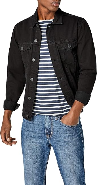 new look mens black denim jacket