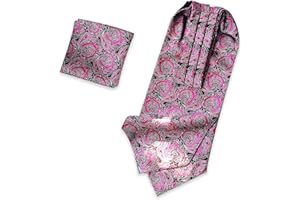 PHDuLac Silk Cravats – Paisley Cravat Dress Ties for Men Jacquard Ascot Tie with Pocket Square