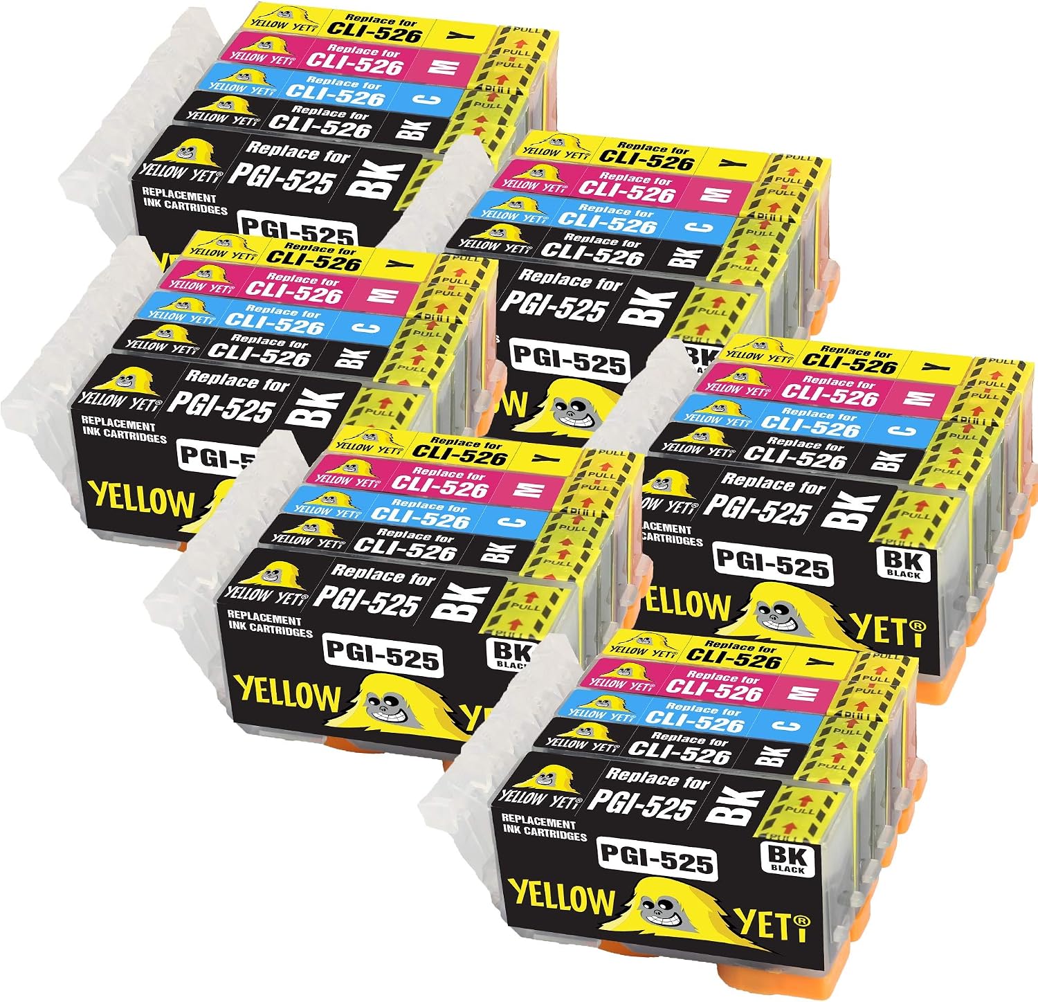 Yellow Yeti Replacement for Canon PGI-525 CLI-526 30 Ink Cartridges compatible with Canon Pixma MG5350 MG5250 MG5150 MG6150 MG6250 iX6550 iP4850 iP4950 MX895 MX885 MG8150 MG8250