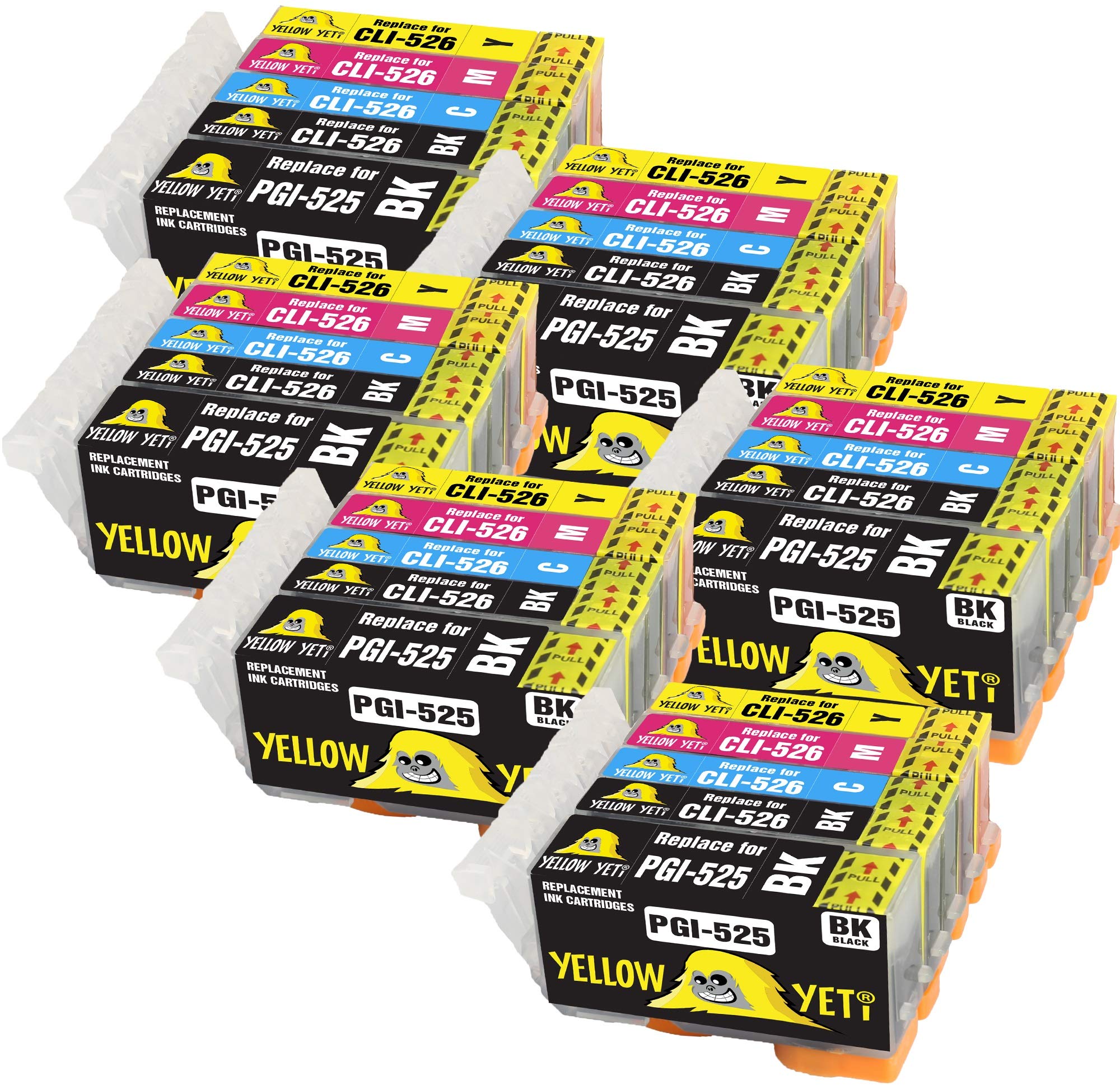 YELLOW YETI PGI-525 CLI-526 30 Ink Cartridges compatible with Canon Pixma MG5350 MG5250 MG5150 MG6150 MG6250 iX6550 iP4850 iP4950 MX895 MX885 MG8150 MG8250
