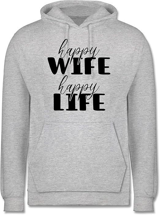 Shirtracer Sprüche Happy Wife Happy Life Lettering Combi schwarz