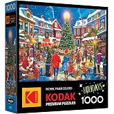 RoseArt Kodak Premium Christmas Village 1000 Piece Jigsaw Puzzle for Adults | 26.62" x 19.25" Finished Size, Fully Interlocking Pieces, Bonus Poster Included, Made in USA, Holiday Gift