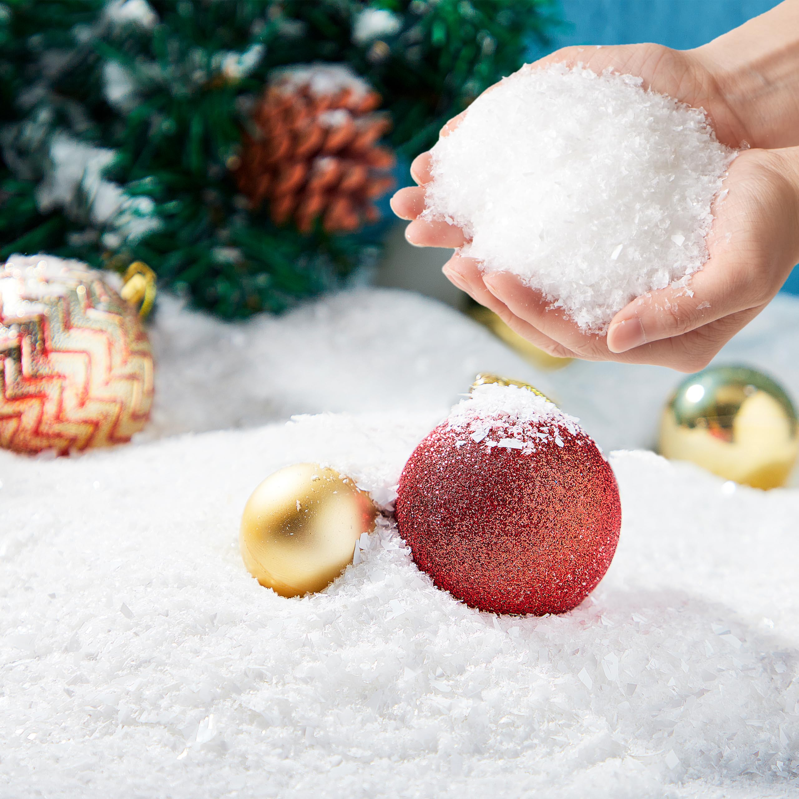 JOYIN 2 Pack 10 Oz/283g Artificial Dry Plastic Snow Plastic Artificial Snowflakes for Christmas Tree Decoration Party Home Holiday Decor and White Displays