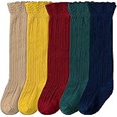 CozyWay Baby & Toddler Knee High Socks For Baby Girls Multi Color - 5 Pack