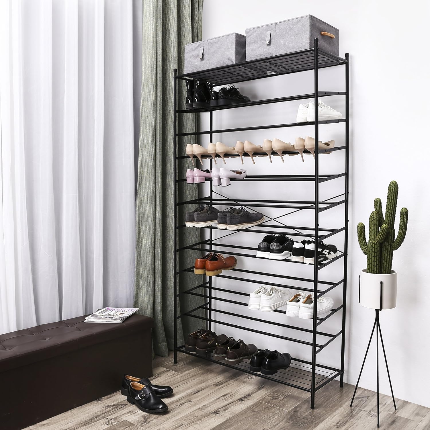 SONGMICS XXL 12 Tier Metal Shoe Rack Storage Organiser Stand Display