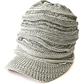 CHARM Mens Winter Knit Beanie Hat - Womens Slouchy Visor Cap Summer Baggy Slouch Knit