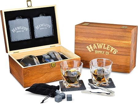 Set de regalo de cristal de piedras de whisky – para whisky, bourbon, o tu licor de