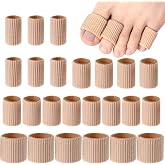 Blulu 24 Pcs Toe Protector Sleeve for Corns, Skin Color, Assorted Sizes | Soft Gel Cushion Toe Sleeves for Blisters Calluses Corns, 0.98 in Fabric Protector Pads, Comfortable Fit Daily Wear